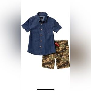 Joe’s Boy’s Denim Shirt and Camo Shorts Set |Size: 2T